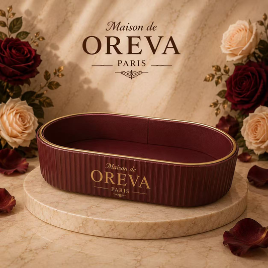Bordo Dekoratif Organizer Tepsi – Maison de OREVA, Takı, Parfüm ve Kozmetik Tepsisi 29 × 16 cm