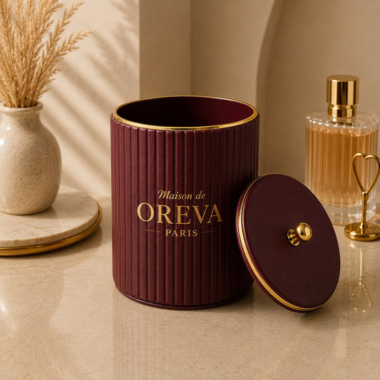 Bordo Kapaklı Organizer – Maison de OREVA Paris, Dekoratif Masaüstü Düzenleyici 15 × 10 cm